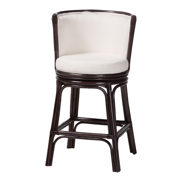 bali & pari Alsip Espresso Rattan Counter Stool with Swivel Seat