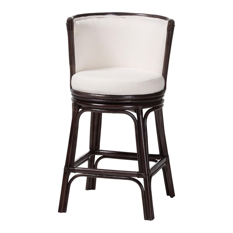 bali & pari Alsip Espresso Rattan Counter Stool with Swivel Seat image number 1