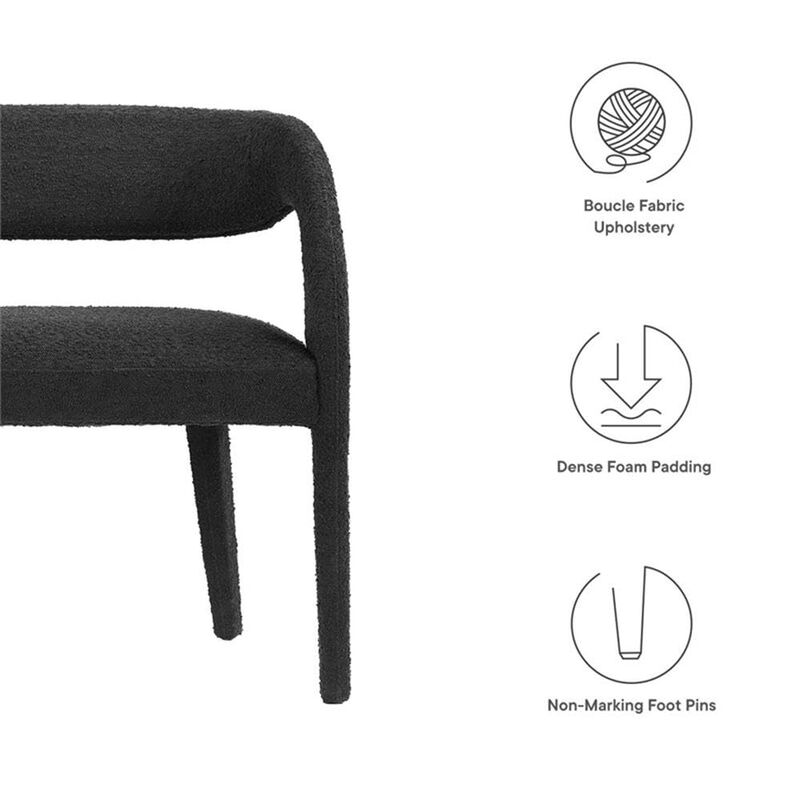 Modway Pinnacle Boucle Fabric Accent Bench in Black image number 8