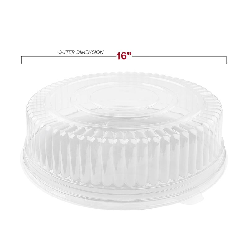 16" Clear Round Plastic Trays with Lids (25 Sets) image number 3