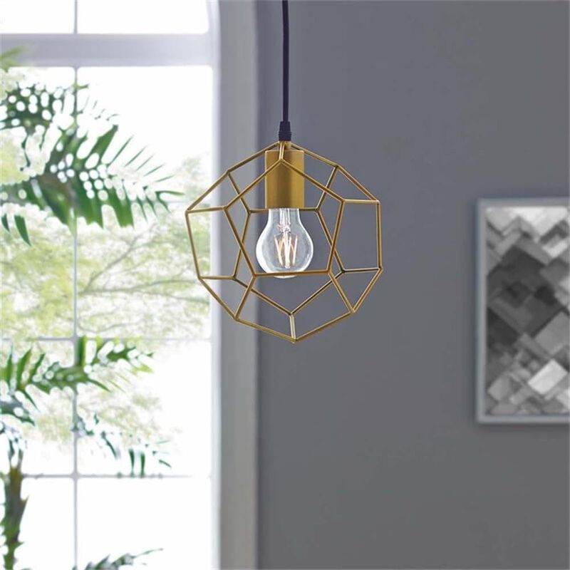 Modway Pique Geometric Rose Gold Stainless Steel Metal Pedant Light Ceiling Lighting Fixture In image number 1