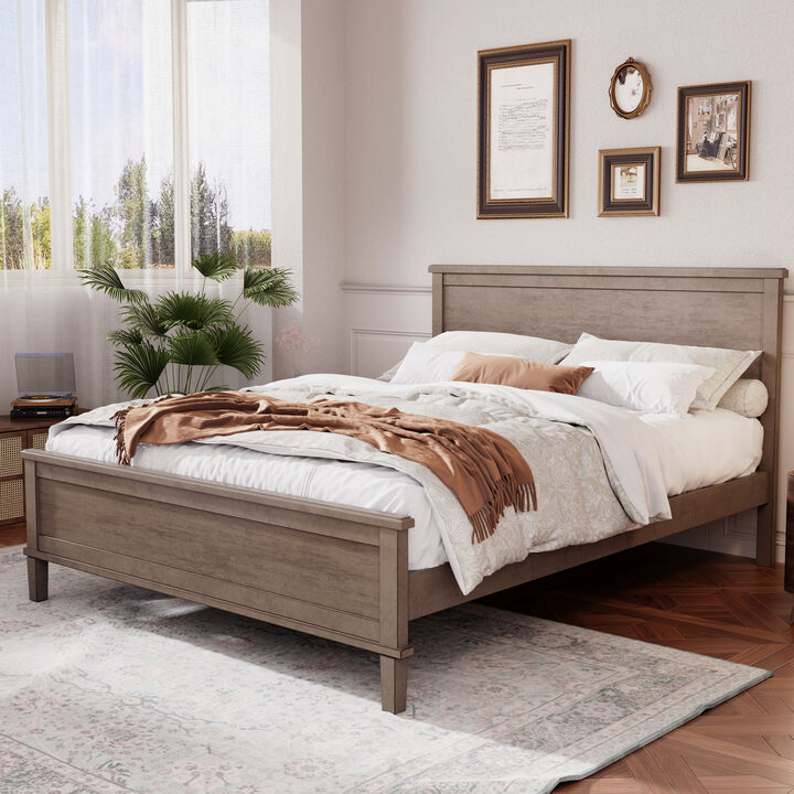 Merax Mid-Century Wood Platform Bed with Headboard