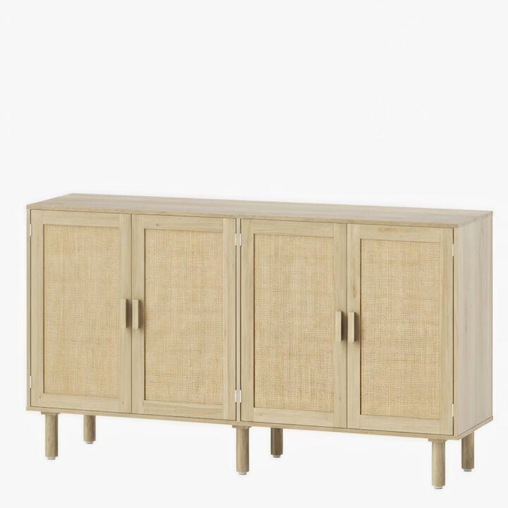 TATEUS Rattan Entryway Hall Cabinet, Multi-Functional Sideboard