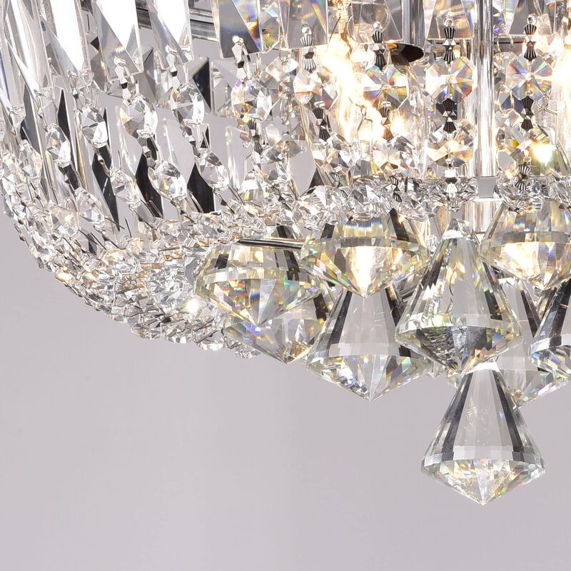 Josie 4-light 15" Chrome and Crystal Flushmount Chandelier image number 4