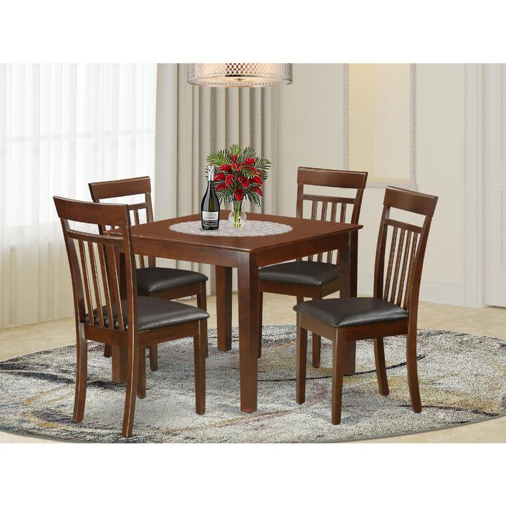 5 PC Kitchen Table set with a Dining Table and 4 Kitchen Chairs in Mahogany