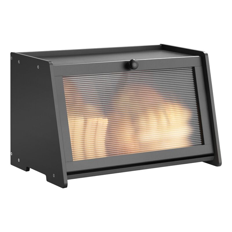 Farmhouse Bread Box, Wooden Kitchen Counter Bread Storage with Wavy Acrylic Panel image number 8
