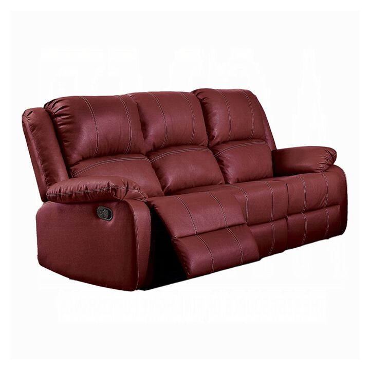 Zuru Motion Manual Recliner Sofa, 3 Seater, Plush Red Faux Leather