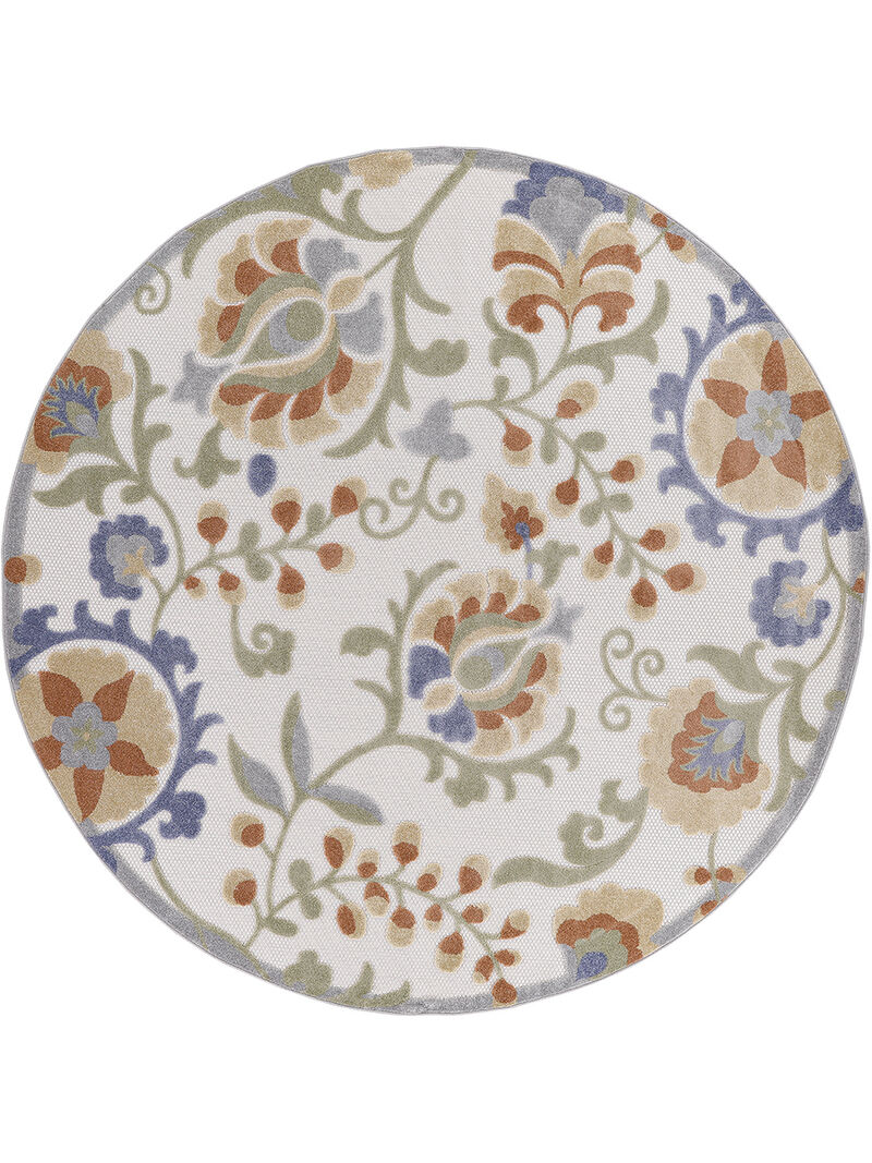 Aloha ALH17 Ivory/Blue 5'3" x Round Rug image number 0