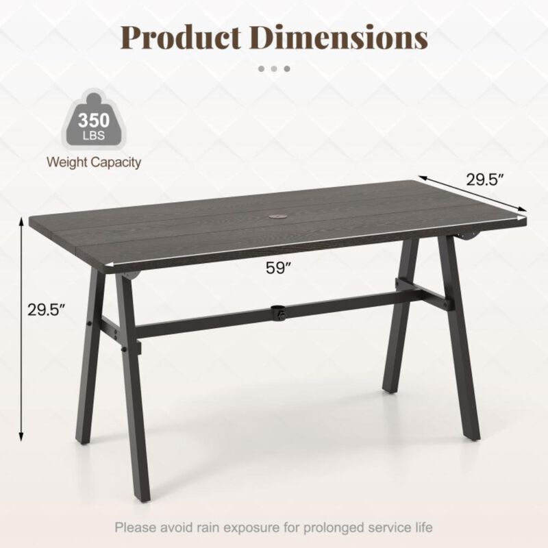 Hivvago Outdoor Dining Tale for 6 with 1.93 Inch Umbrella Hole for Garden