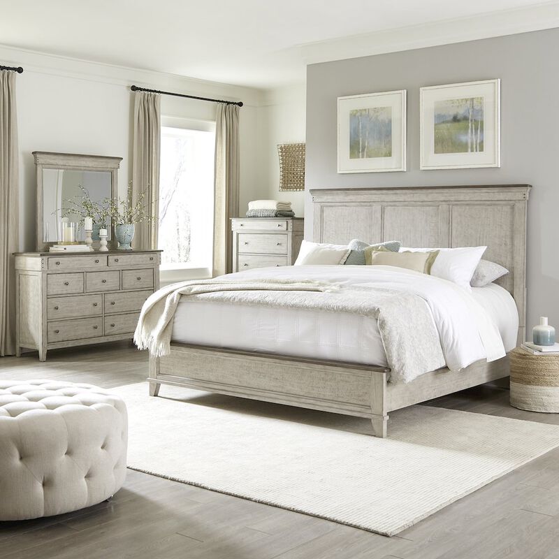 Liberty Furniture King Panel Bed, Dresser & Mirror, Chest in Poplar Solids w/ Pine & Alder Veneers image number 1