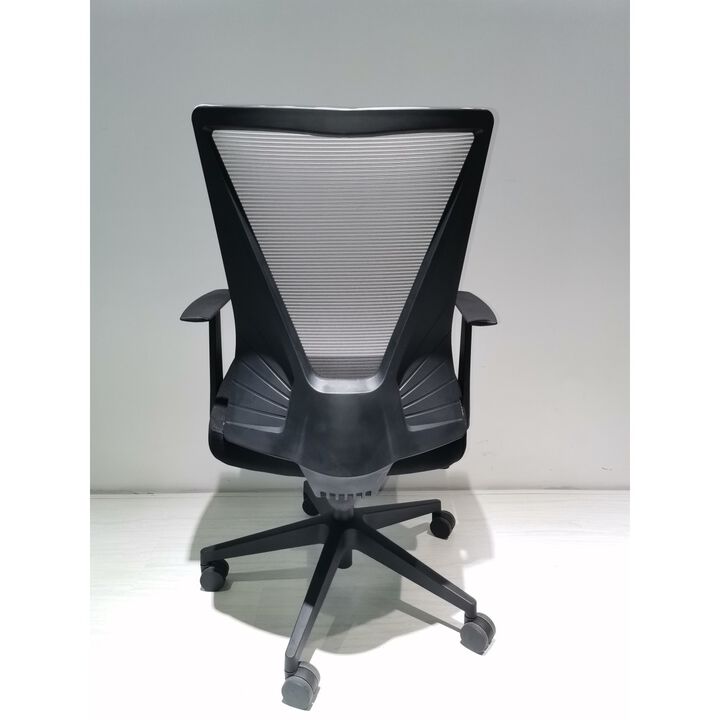 Cox Office Chair, Nylon Base Black, Fixed Armrest -Black / Smoke