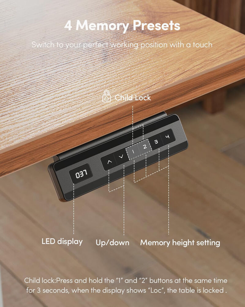 ShipItFurniture 32" x 20" Electric Standing Desk Unit with Memory Presets image number 7