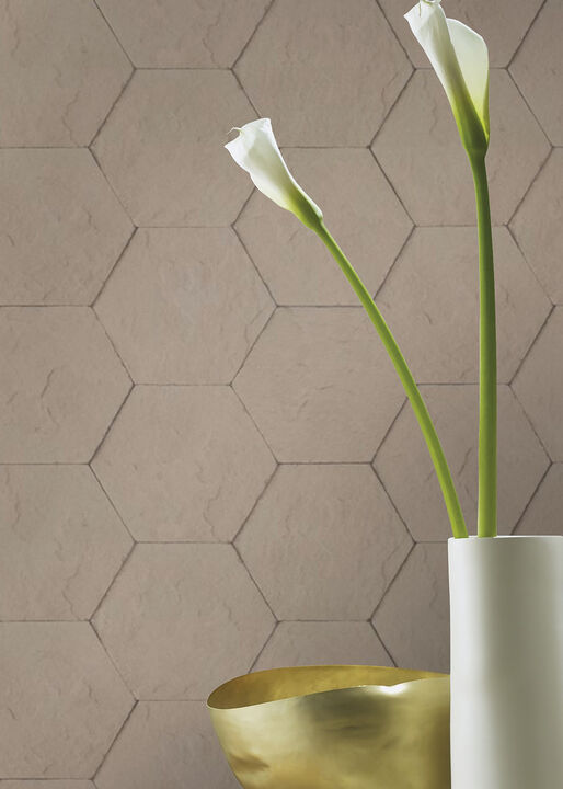 Bascom Light Grey Stone Hexagon Wallpaper (Set of 2)
