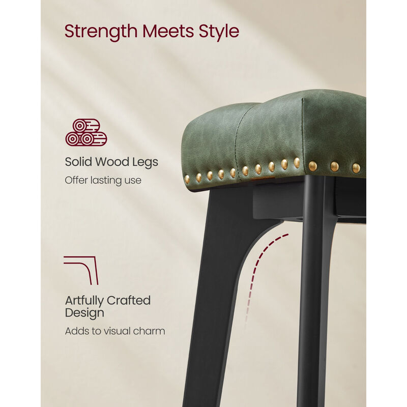 Set of 2 Upholstered Counter Height Bar Stools for Casual Dining Spaces