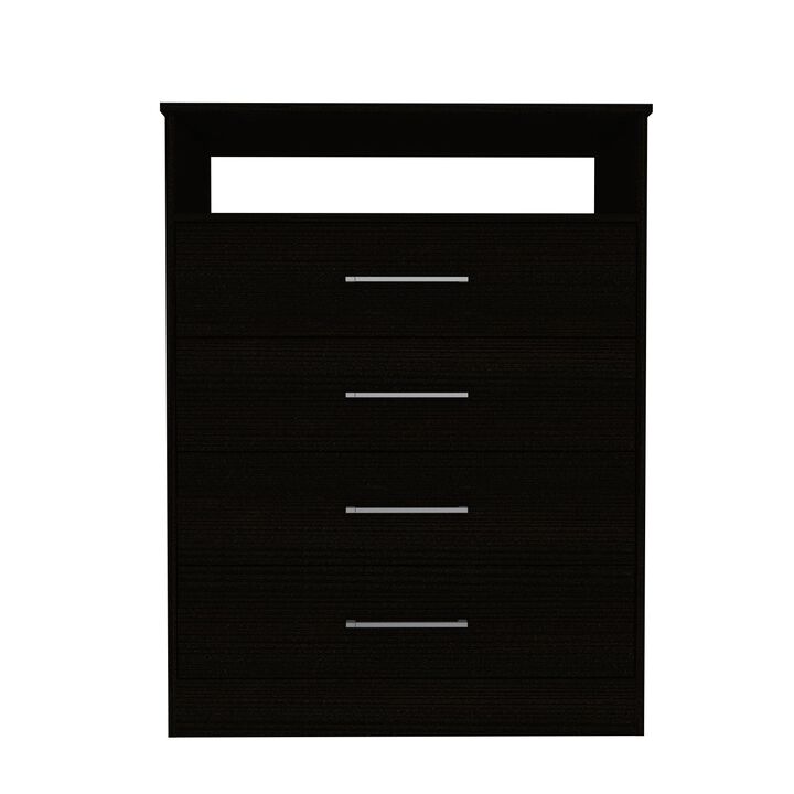 Continental Dresser, Superior Top, Four Drawers, One Shelf -White