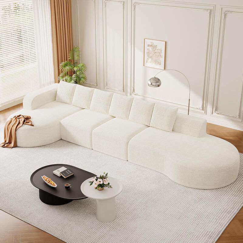 Vipbear 176" Oversized Modular Sectional Couch with Deep Seat, Chenille 6 Seater Living Room Sofa image number 2