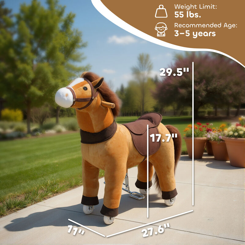 BreeBe Plush Pony Ride-On with Wheels for Kids image number 2