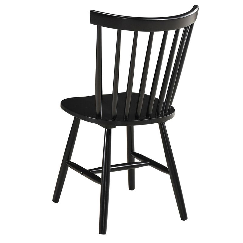 Halie Dining Side Chair Set of 2, Spindle Back, Black Asian Hardwood - Benzara
