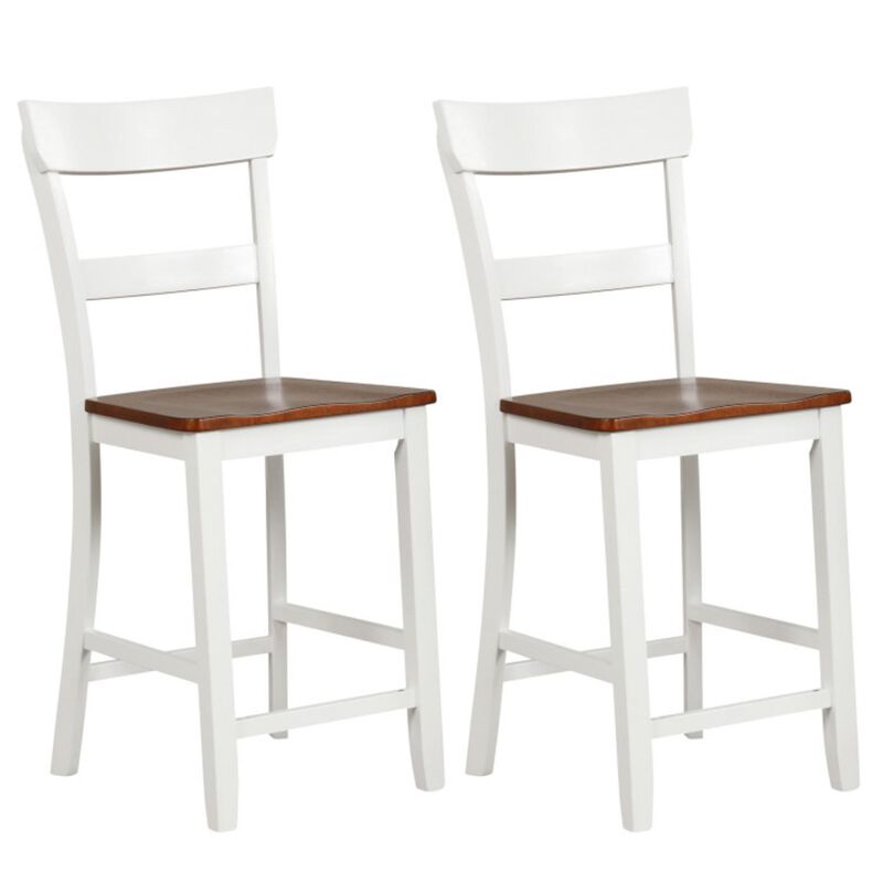 Hivvago Farmhouse Dining Bar Stool Set of 2 with Solid Rubber Wood Frame