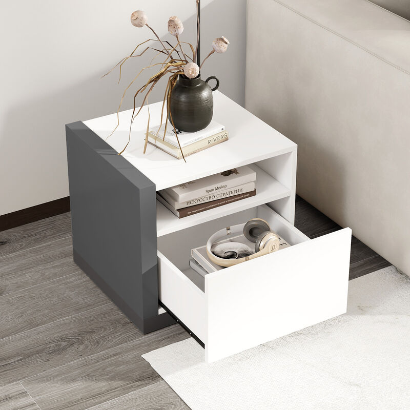 Modern Bedroom Nightstand with Functional Drawer and Minimalist Style