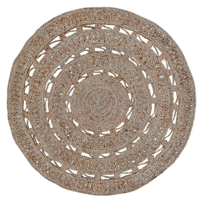 HAND WOVEN JUTE ECO-FRIENDLY Oriental AREA RUGS - 4'x4', Round Shape, Beige Color, Oriental Pattern, High Pile, Natural Fiber, Outdoor Indoor Handmade Area Rugs for Living Room, Bed Room (J00073)