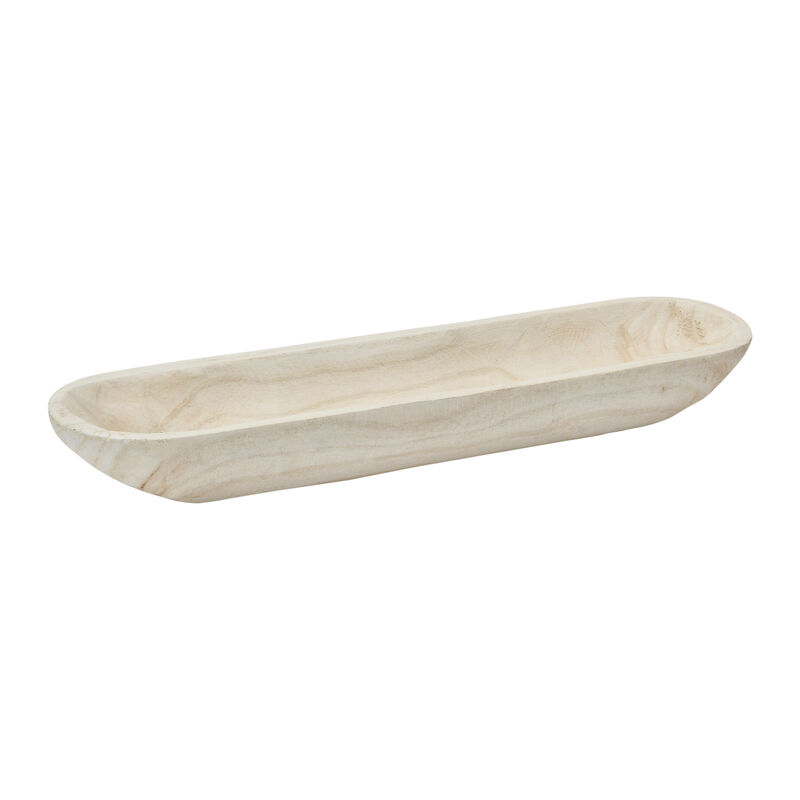 Decorative Paulownia Wood Tray, White image number 0