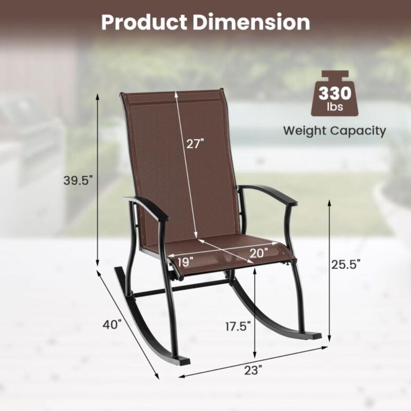 Hivvago 2 Pieces Outdoor Rocking Chairs with Breathable Backrest