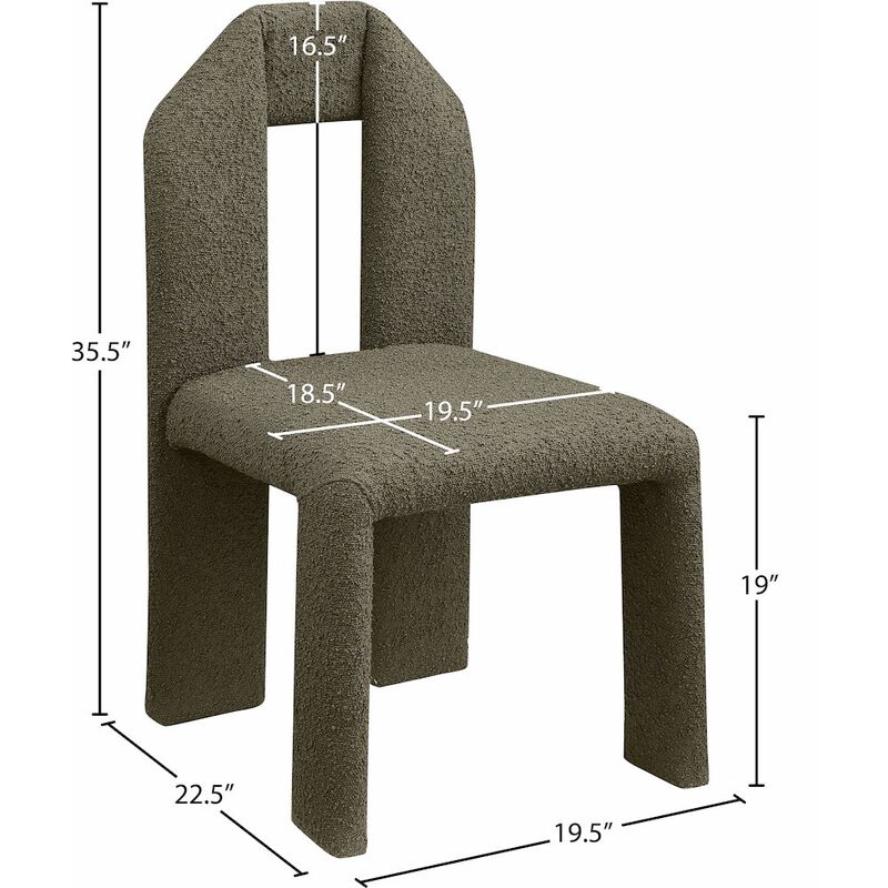 Meridian Furniture Bennett Olive Boucle Fabric Dining Chair, Set of 2