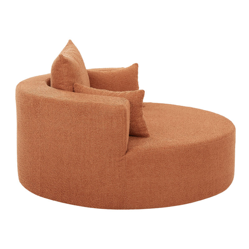 Whisen 360&deg;Swivel Chair Accent Barrel Chair Swivel Round Sofa Chair with 3 Removable Pillows