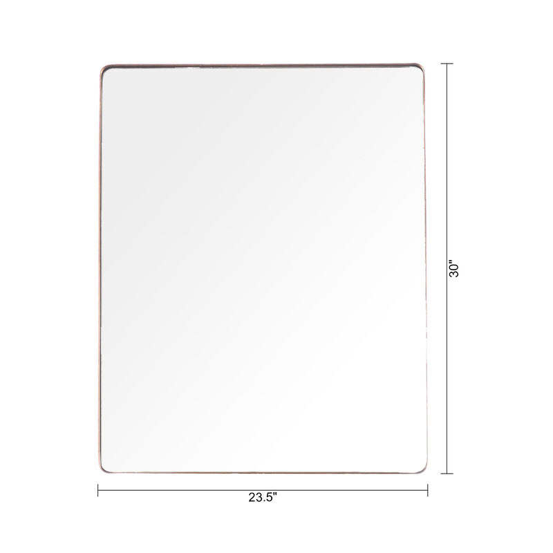 23.5" W &times; 30" H Modern Gold Metal Rectangular Bathroom Vanity Wall Mirror