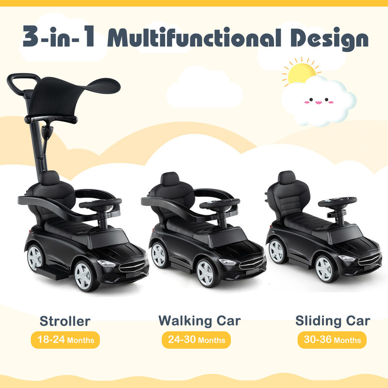 3 in 1 Toddler Ride On Push Car with Canopy Sliding Function and Stroller image number 5