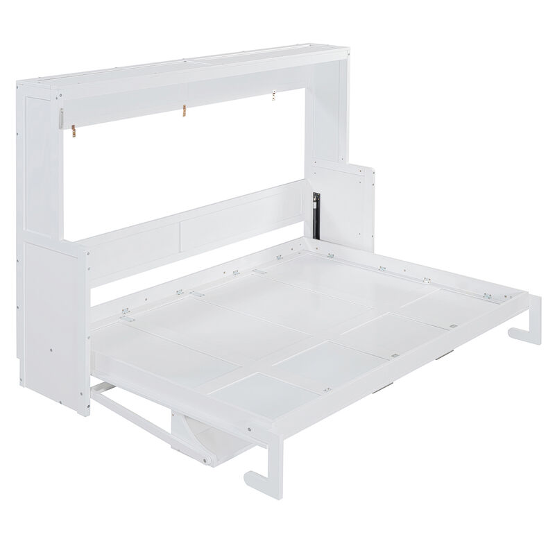 Merax Queen Size Folding Murphy Bed with Hidden Desk image number 0