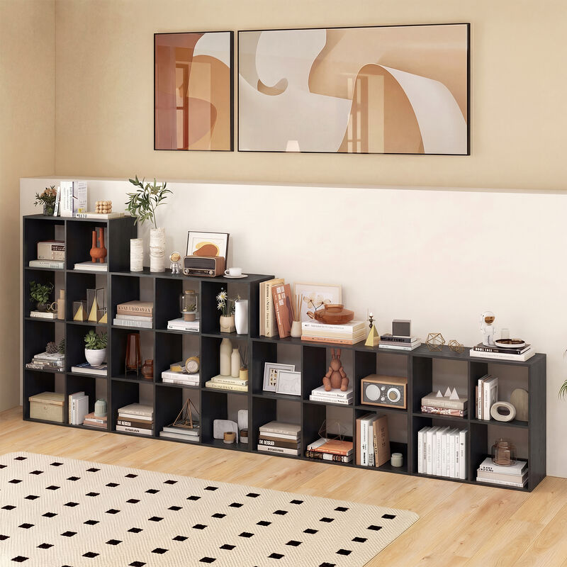 Compact 4-Cube Bookshelf with Back Guardrail for Bedroom Living Room image number 6