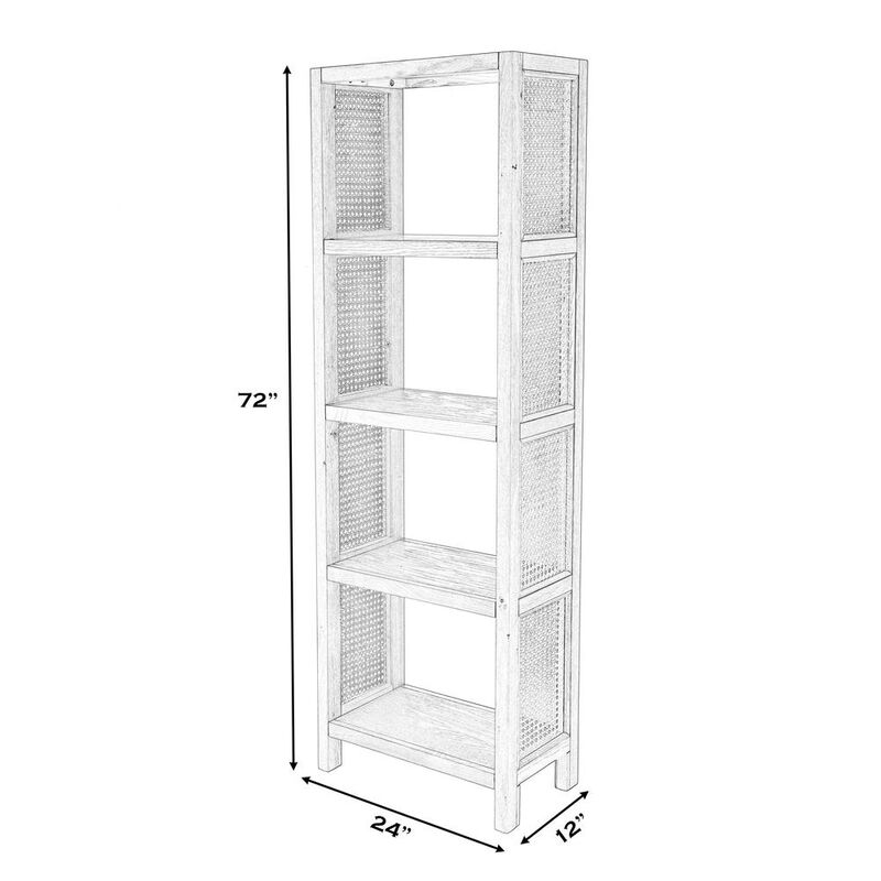 Butler Specialty Mesa Cane and Solid Wood 4- Tier Etagere Bookcase, Natural image number 4