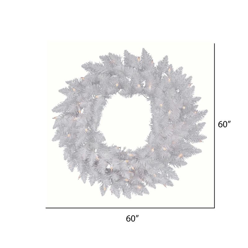 Vickerman 60" Sparkle White Spruce Artificial Christmas Wreath, Warm White LED Lights - Faux Spruce Christmas Wreath - Seasonal Indoor Home Decor image number 1