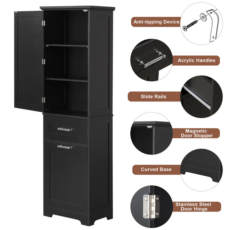 Merax Tall Bathroom Storage Cabinet with Adjustable Shelf