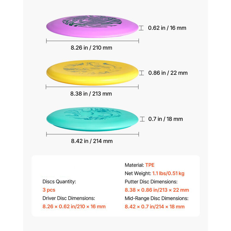 3-Pack Disc Golf Starter Set, Beginner Flying Discs with Putter, Mid-Range & Driver image number 2