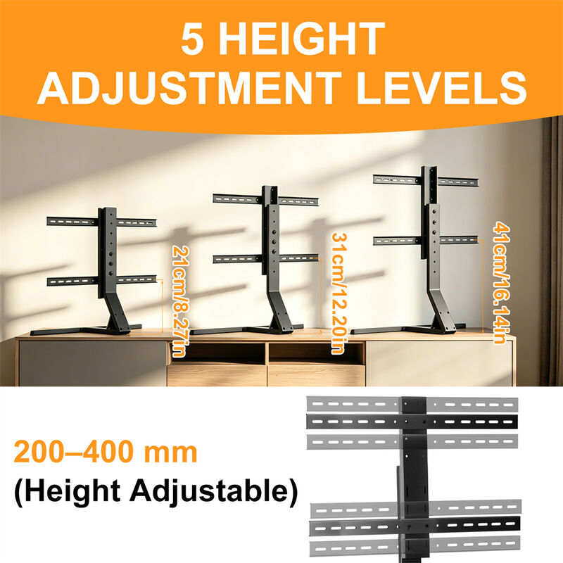 Tabletop TV Stand 40-75 Inch Swivel Height Adjustable VESA 600x400 Up To 110 Lbs image number 7