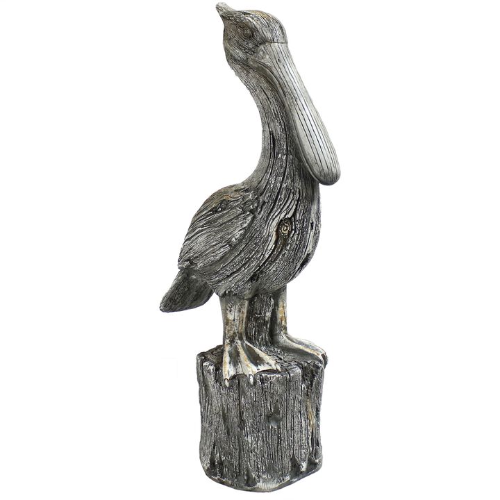 Sunnydaze Pelican Perch Outdoor Polystone Garden Statue - 22 in
