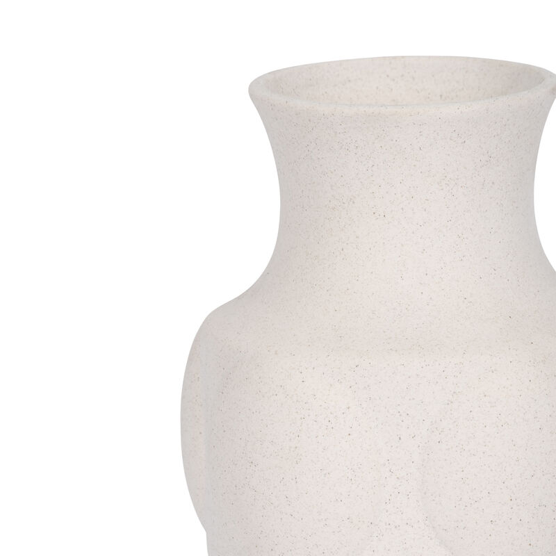 11" Large Dot Embossed Vase Sand Texture, White image number 3