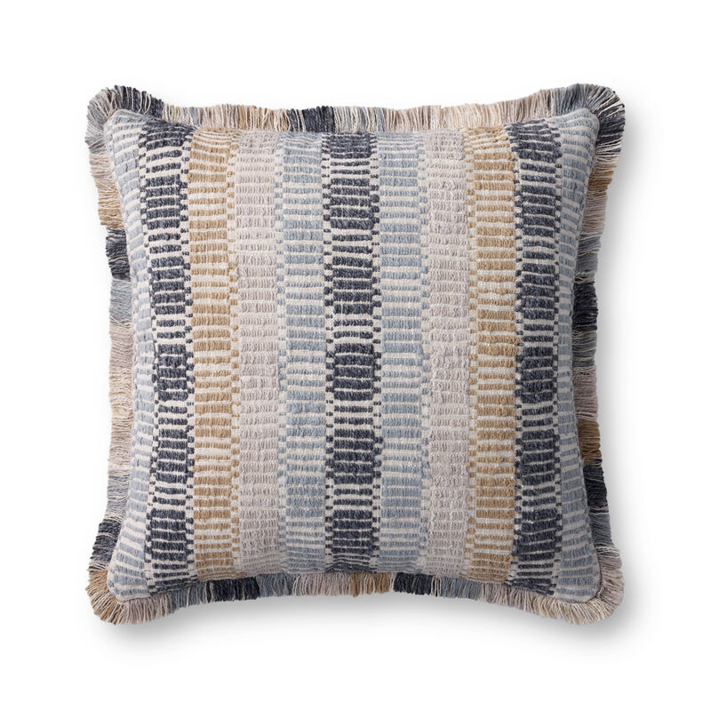 PLL0133 Blue/Multi 22''x22'' Cover w/Down Pillow image number 0