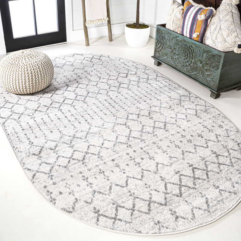 Moroccan Hype Boho Vintage Diamond Oval Area Rug