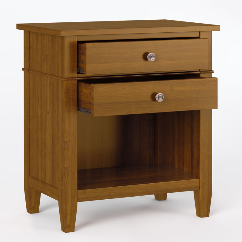 Carlton SOLID WOOD 24 inch Wide Transitional Bedside Nightstand Table in Light Golden Brown