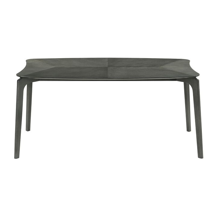 Kalie 63 Inch Dining Table, Tapered Legs, Wood Grain Finish, Charcoal Gray