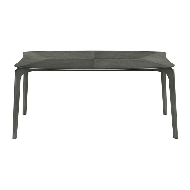 Kalie 63 Inch Dining Table, Tapered Legs, Wood Grain Finish, Charcoal Gray