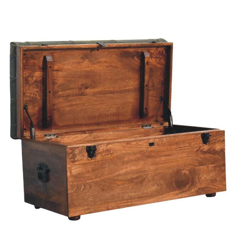 Aritsan Furniture Solid Wood Roasted Almond Storage Trunk Bench, Brown image number 4