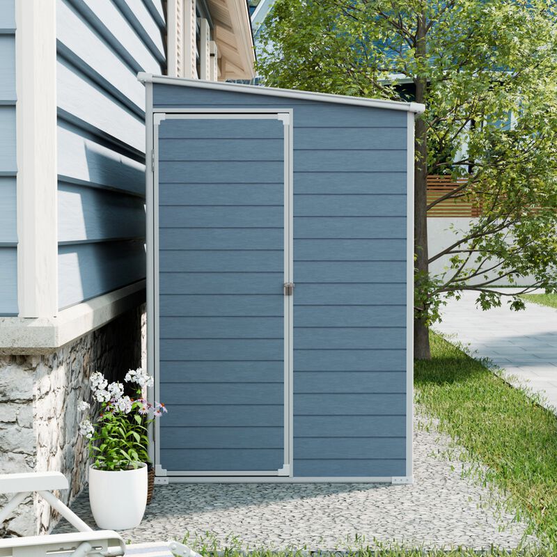 4x8ft Outdoor Storage Shed with Floor Resin shed with Two-Window,Waterproof ,Lockable Doors image number 2