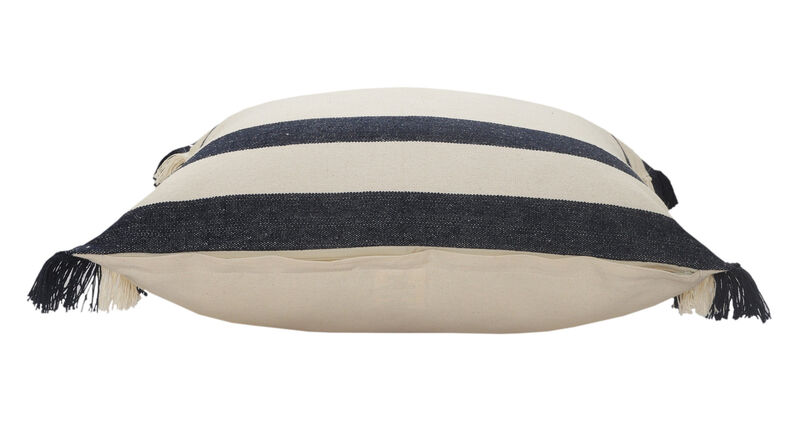 100% Cotton Linen Pillow with Stripes – Zippered Throw Cushion