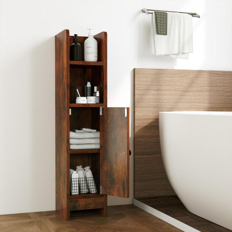 Hivvago Bathroom Slim Cabinet Corner with Door and Adjustable Shelf