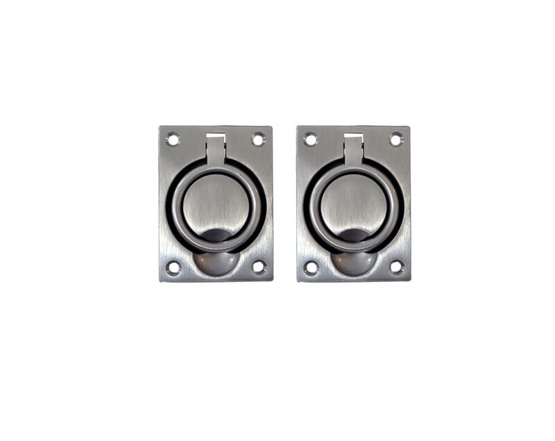 QCAA Solid Brass Large Heavy Rectangular Recessed Flush Ring Pull, 3-5/16""x 2-7/16"", Satin Nickel, Made in Taiwan, 2 Pack image number 0